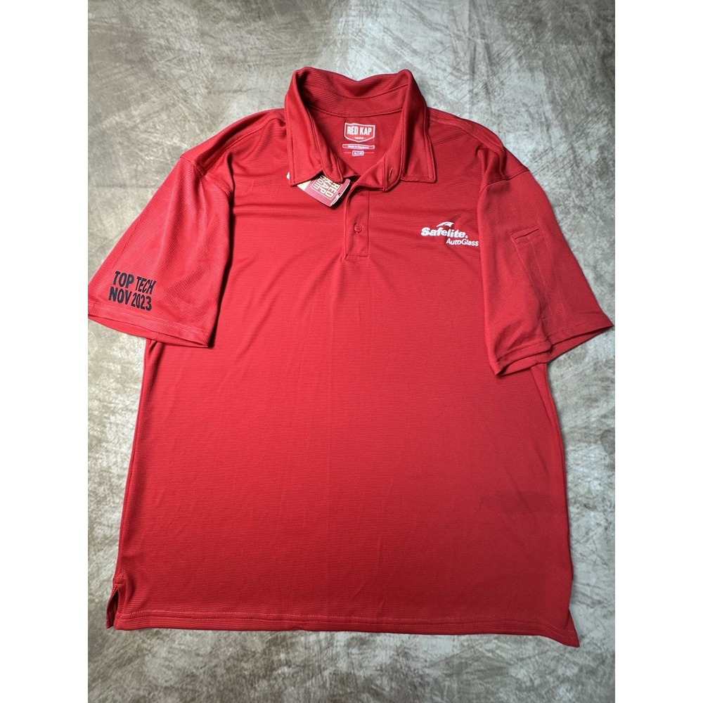Red Kap Men's XL Work Shirt Performance Polo, Red Safelite Hit NWT